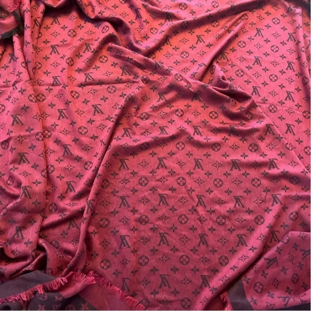Louis Vuitton Monogram Cashmere Wool Scarf – Burgundy / Red